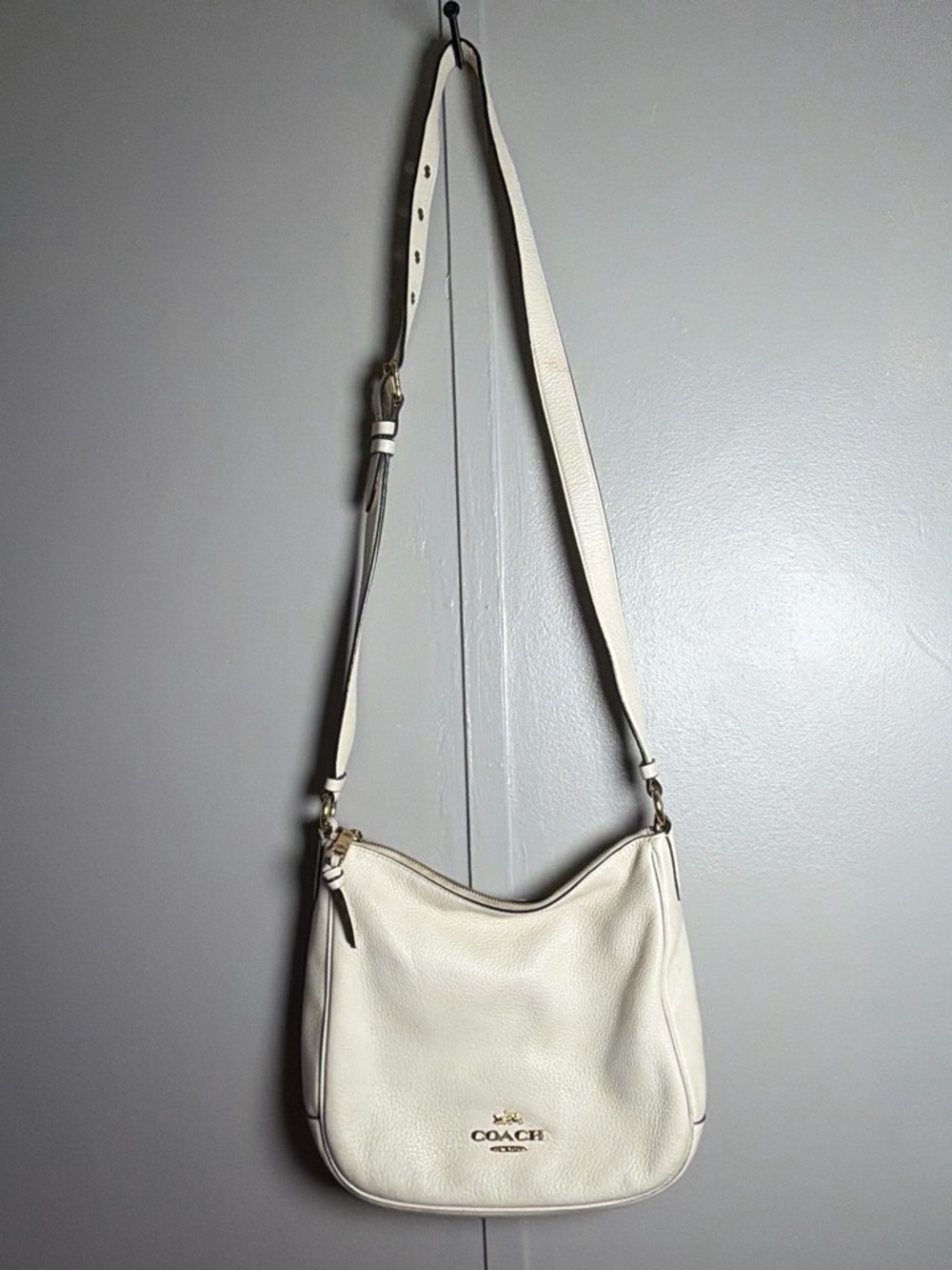 Coach Cream Pebbled Leather Shoulder Crossbody
